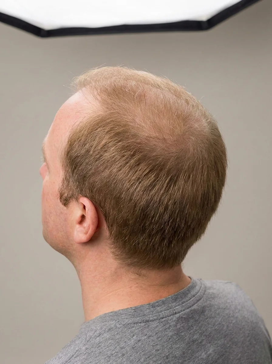 A man with crown coverage from 1,500 grafts, projected result