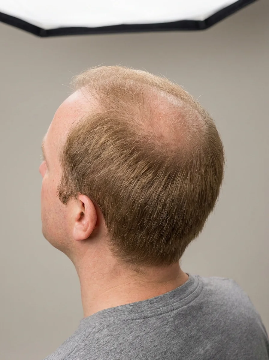 A man with crown coverage from 1,500 grafts, starting point